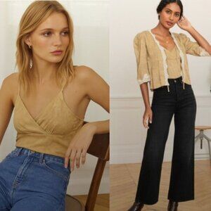 Rouje Tank Top Laurie Satin in Tan Gold